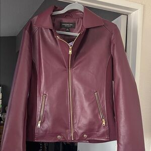 Marc New York Burgundy faux Leather Jacket with Gold Accents nwt